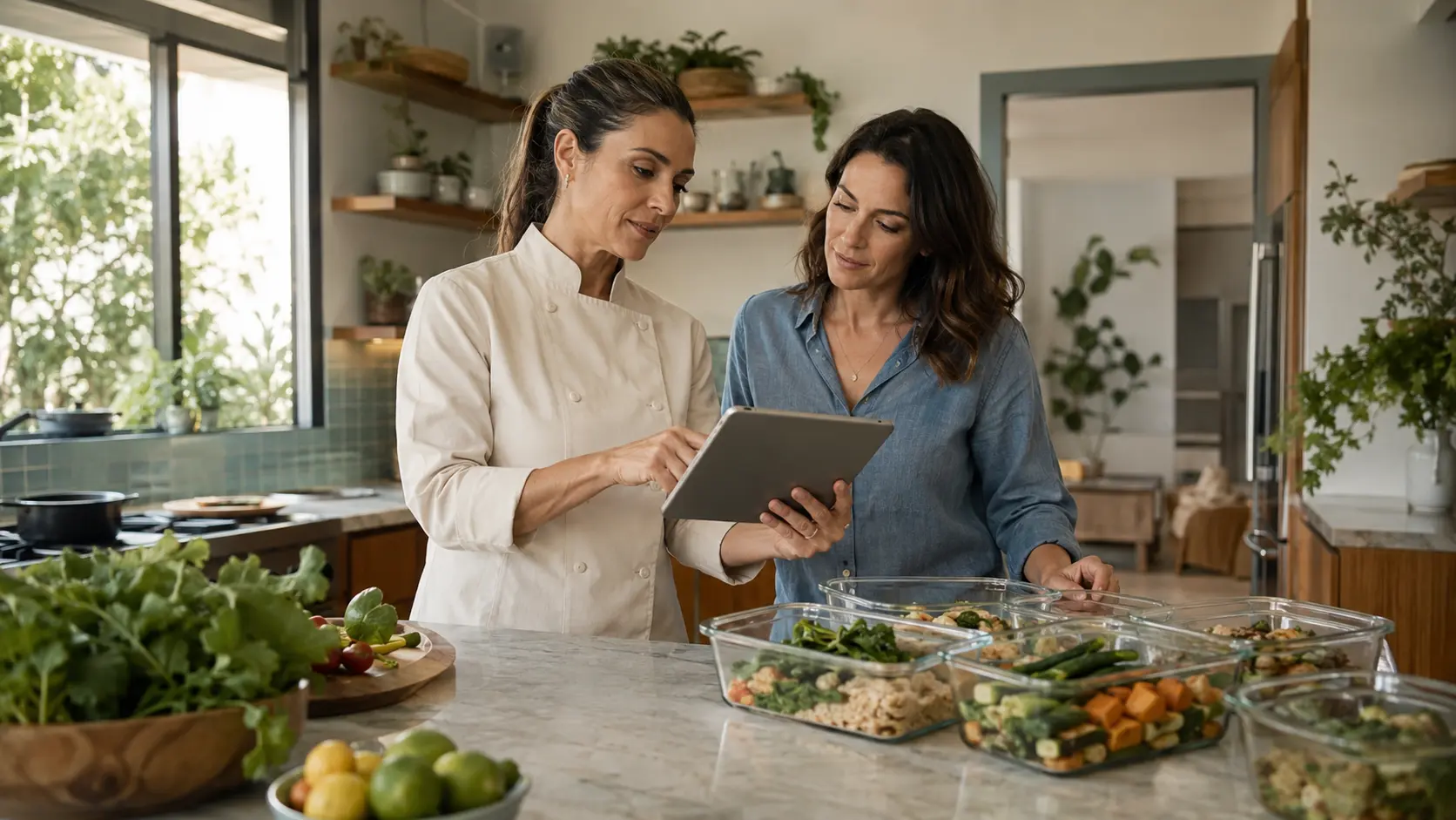 Personal Chef planejando o atendimento com a cliente